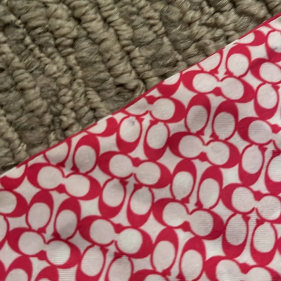 Coach Pink 100% Silk Twilly Small Scarf Accessory Polka Dot CC Design EUC - Picture 6 of 6
